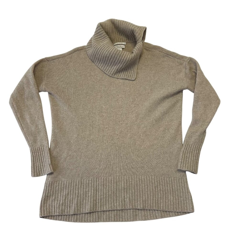 Nordstrom Womens 100% Cashmere Turtleneck Sweater Size S Beige Minimalist